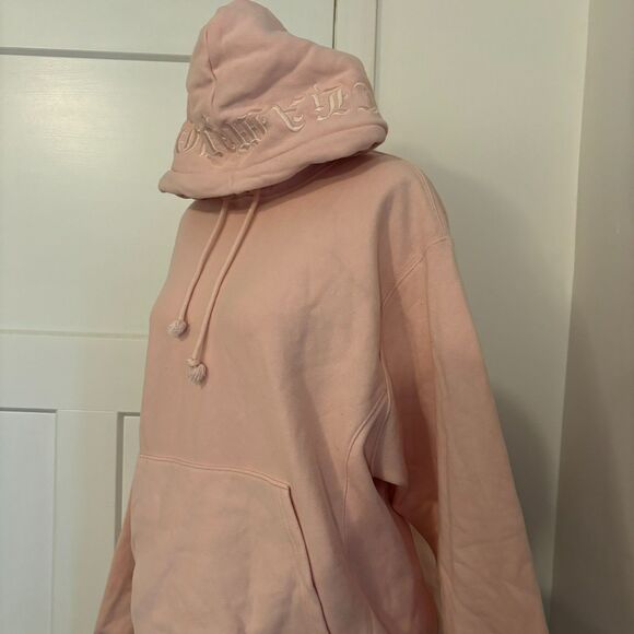 Champion Reverse Weave size Medium Baby Pink Embroidered Hood Logo Sweatshirt - Picture 9 of 9